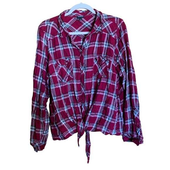 Torrid Size 3X Multicolor Plaid Taylor Slim Fit Rayon Twill Crop Button Up Shirt - Picture 1 of 5